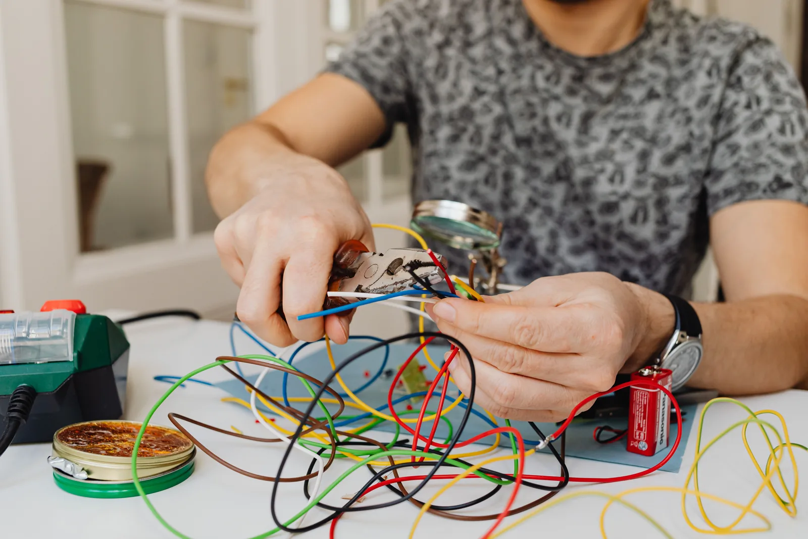 Stripping and sorting conductors at the bench, for electrician in Strathroy